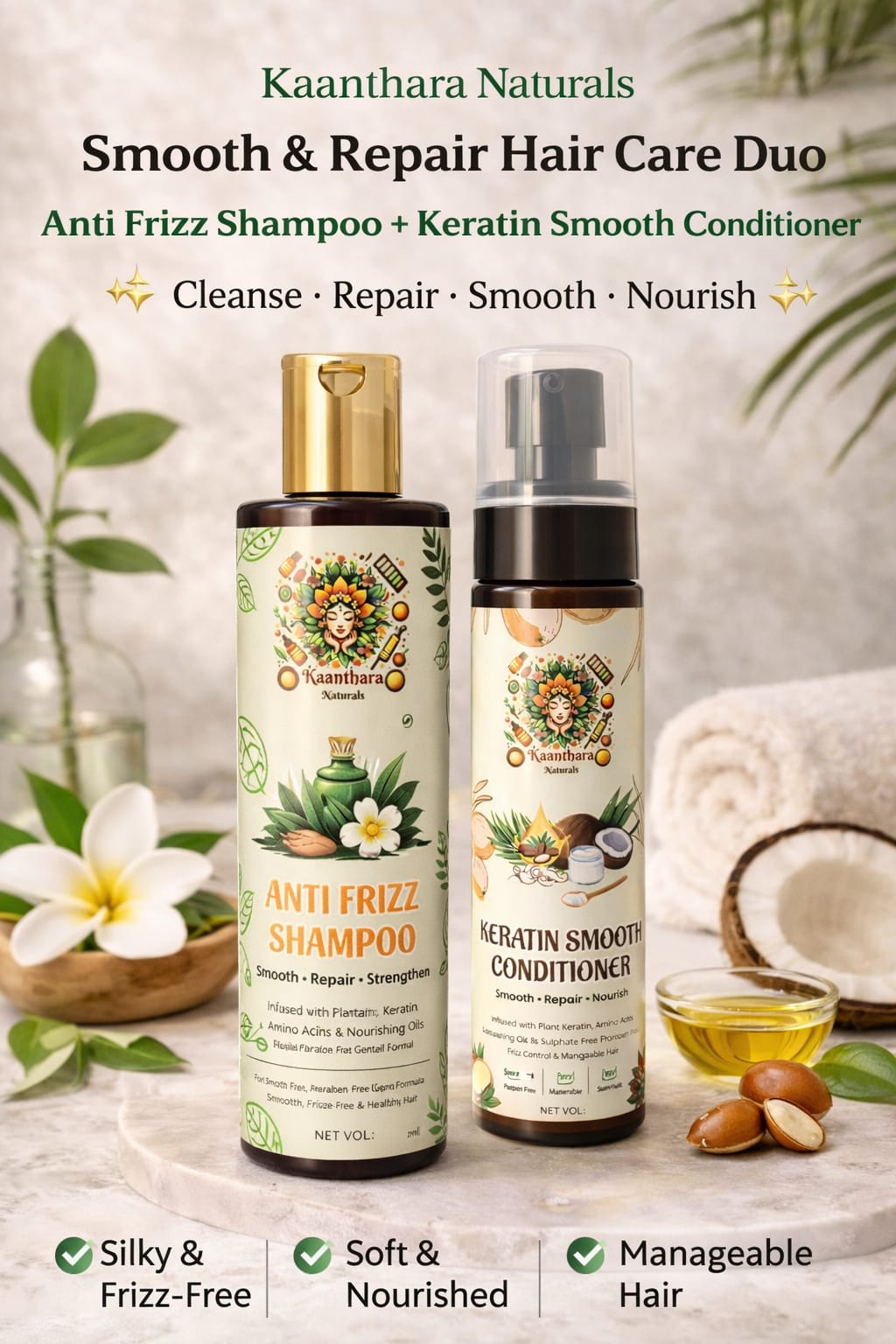 ANTI FRIZZSHAMPOO AND KERATIN SMOOTH CONDITIONER COMBO